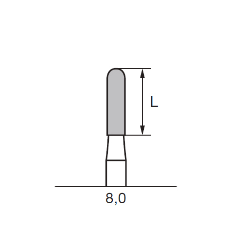 Бор твердосплавный CC 129 FX, цилиндр закругленный, D=2.3 мм, L=8.0 мм, HP, красный - фото 1