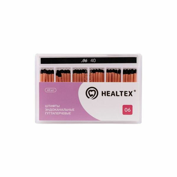 Штифты гуттаперчевые Healtex, для пломбирования корневых каналов, без маркировки длины, №40/.06, 60 шт - фото 0
