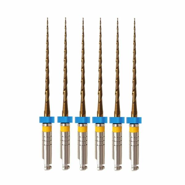 Файлы машинные Eurofile MultiTaper Gold, стерильный, для препарирования искривленных каналов, 31 мм (21 мм), №20/.04, никель-титан, 6 шт - фото 0