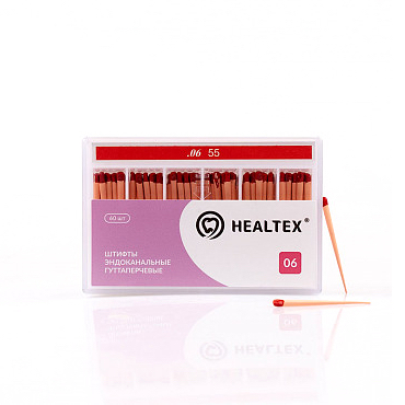 Штифты эндоканальные гуттаперчевые Healtex, конусность 06, размер 55, 60 шт - фото 0