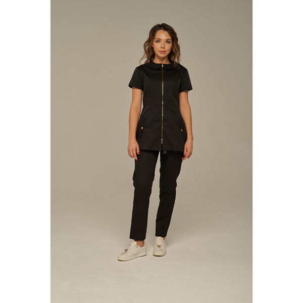 Туника женская Dr. Nice на молнии, с воротником, черный, 44 - фото 0