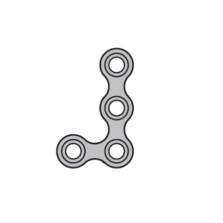 Мини-пластина низкопрофильная, L-образная, короткая, левая, толщина 0.6 мм