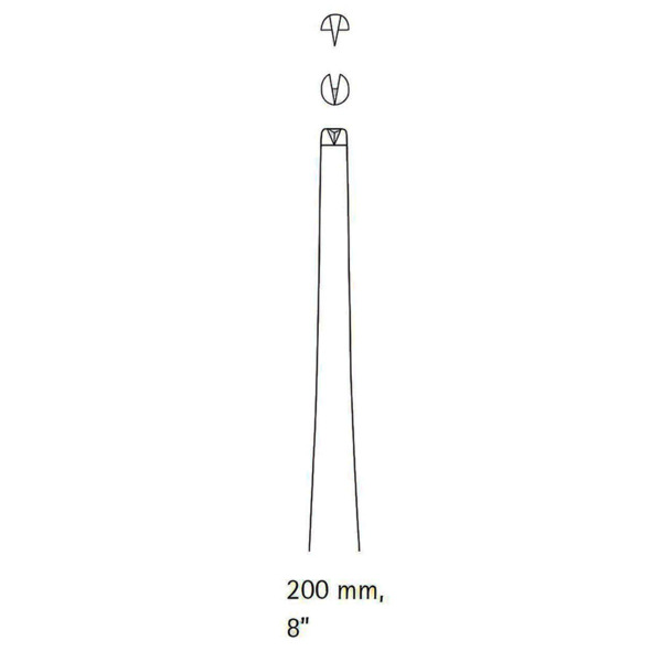 Пинцет хирургический Aesculap, прямой, для фиксации мягких тканей, гладкие зубчики 1х2, L=200 мм, сталь, 1 шт - фото 1