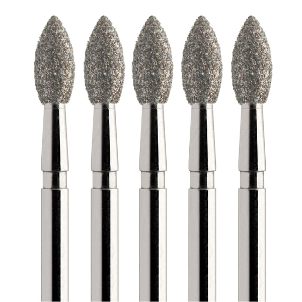 Бор алмазный 368, олива, D=1.8 мм, L=3.5 мм, FG, желтый, 5 шт - фото 0