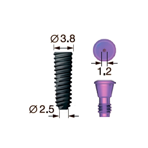 Имплантат OSSTEM TS III SA Mini, 6-гранник D=2.1, D=3.5 мм, L=10.0 мм, с адаптером и винт-заглушкой D=1.2 мм - фото 0