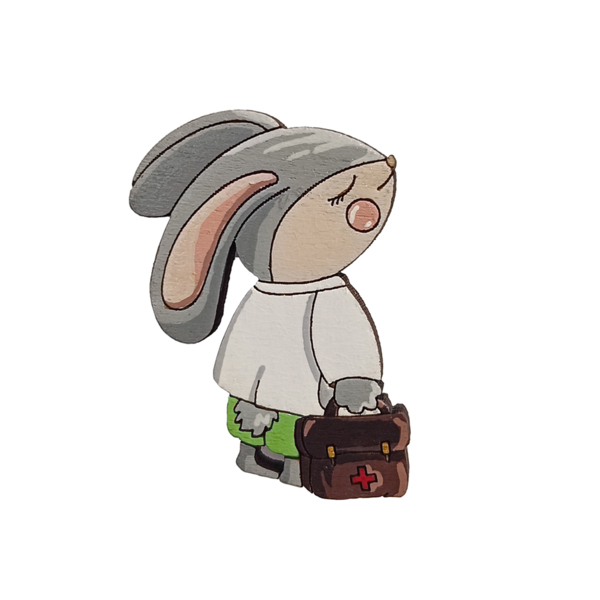 Значок "Зайка с портфелем", зеленый - фото 0