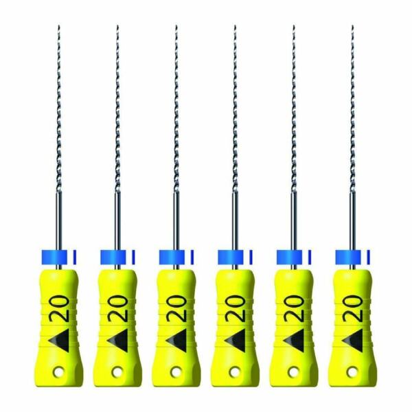 Римеры ручные FKG Reamers, для зондирования и обработки каналов, стандартная ручка, 21 мм, №20/.02, сталь, 6 шт - фото 0