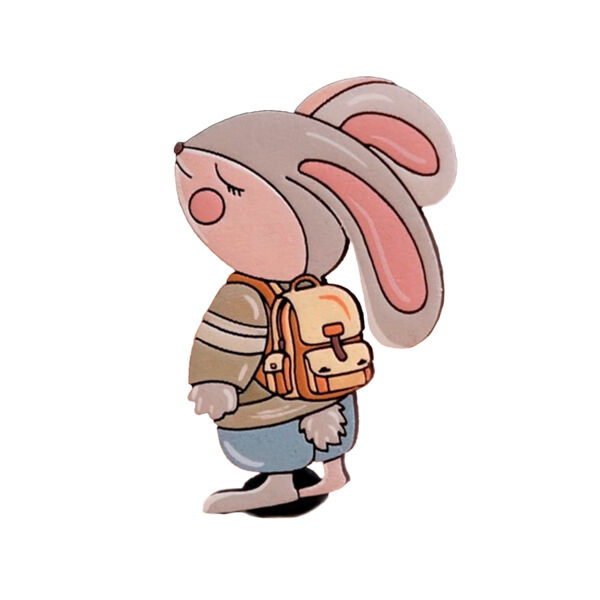 Значок "Зайка с рюкзаком", голубой - фото 0