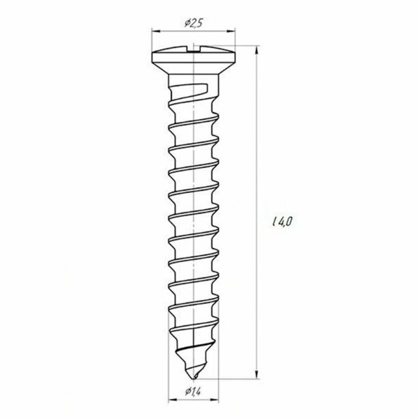 Винт самонарезающий EndoCarbon, для остеоcинтеза, L=4 мм, D(стержня/головки)=1.4/2.5 мм, титан, 5 шт - фото 1