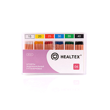 Штифты эндоканальные гуттаперчевые Healtex, конусность 06, размеры 15, 20, 25, 30, 35, 40, 60 шт - фото 0