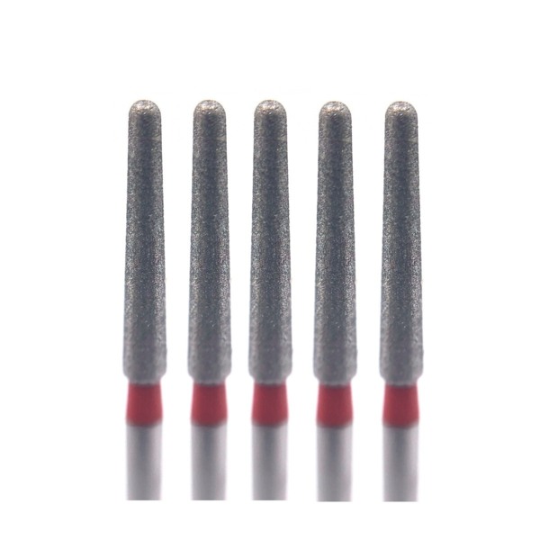 Бор алмазный Ecoline E 850 F, конус закругленный, D=1.6 мм, FG, красный, 5 шт - фото 0
