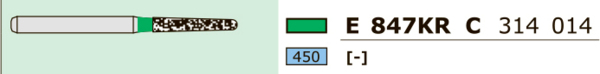 Бор алмазный Ecoline E 847KR, цилиндр конусный закругленный, D=1.4 мм, FG, зеленый, 1 шт - фото 2