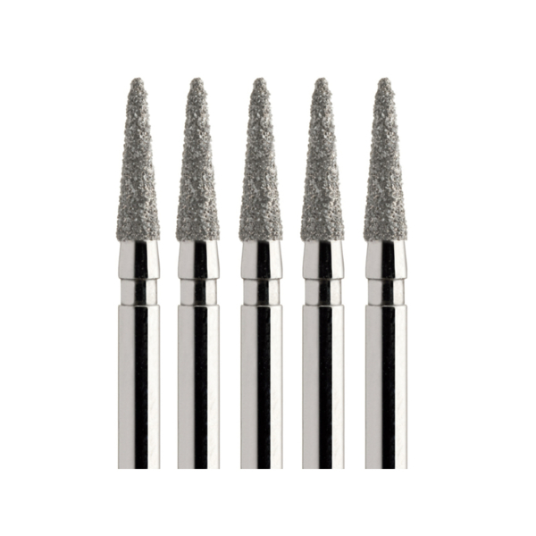 Бор алмазный 852, пика, D=1.6 мм, L=6 мм, FG, красный, 5 шт - фото 0