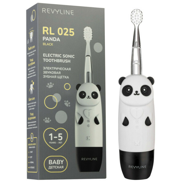 Детская электрическая звуковая зубная щётка Revyline RL 025 Baby Panda, чёрный - фото 0