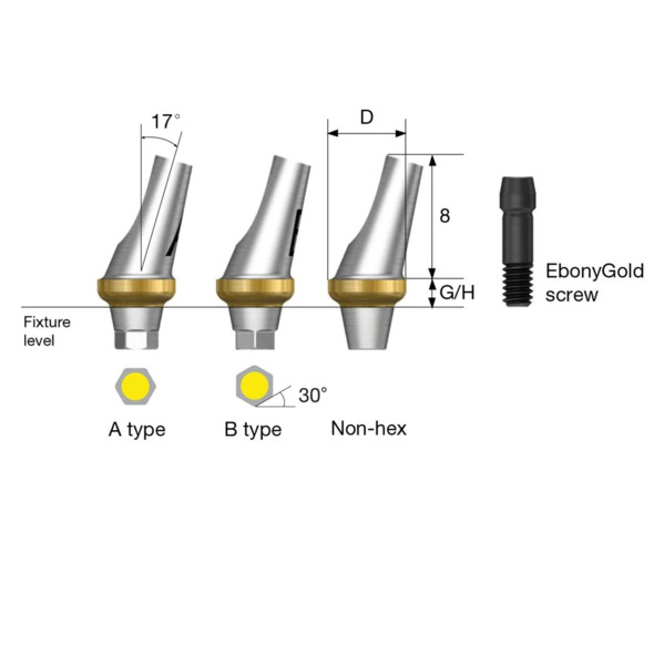 Абатмент титановый угловой OSSTEM TS Standart тип A, 6-гранник D=6.0 мм, G/H=4.0 мм - фото 0