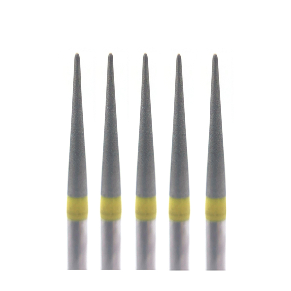 Бор алмазный Ecoline E 859 EF, заостренный, D=1.4 мм, FG, желтый, 5 шт - фото 0