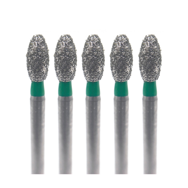 Бор алмазный Ecoline E 379, олива, D=2.3 мм, FG, зеленый, 5 шт - фото 0