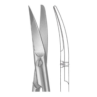 Ножницы препаровальные, изогнутые, остро/тупоконечные, длина 110 мм - фото 1
