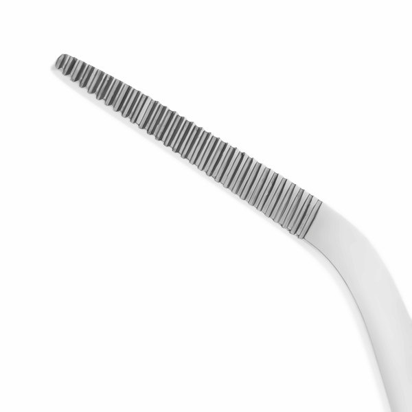 Пинцет анатомический HLW College №22-3, изогнутый, для фиксации мягких тканей, рифленые зубчики, L=150 мм, с фиксатором, сталь, 1 шт - фото 1