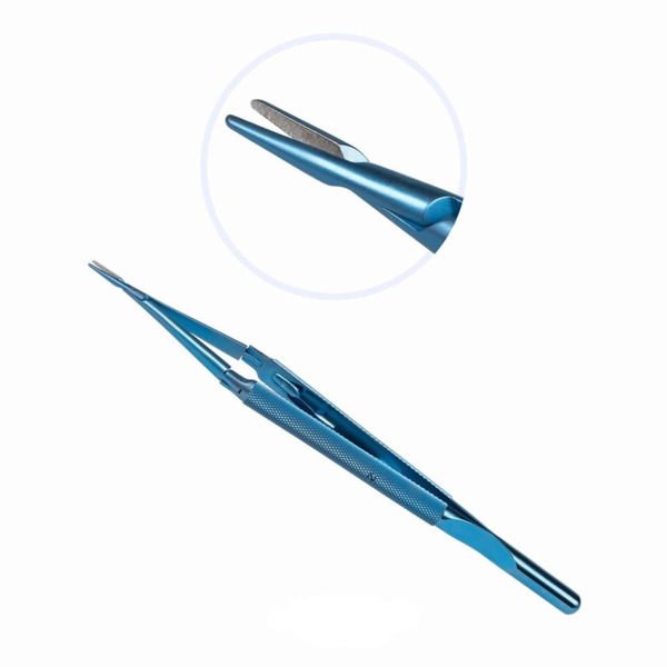 Иглодержатель микрохирургический трехшарнирный, 180 мм, 1.0 мм, без замка, прямой - фото 1