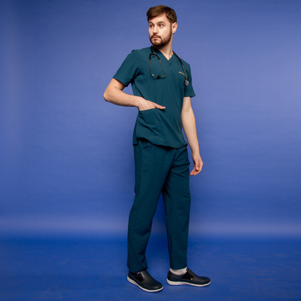 Брюки медицинские мужские Pulse R176, сине-зелёный, XL - фото 1