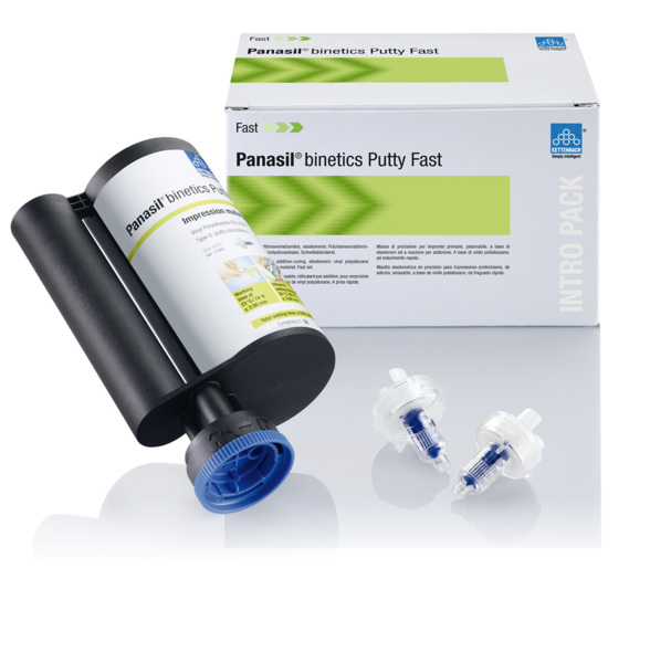 Panasil Binetics Putty Fast Intro pack - оттискная масса (первый слой) на основе А-силикона, 380 мл + 10 динамических смесителей - фото 1