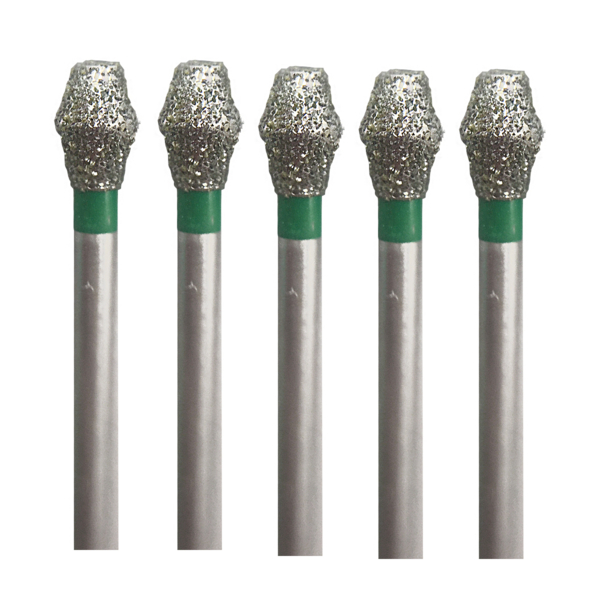 Бор алмазный Ecoline E 811, конус двойной, D=3.1 мм, FG, зеленый, 5 шт - фото 0