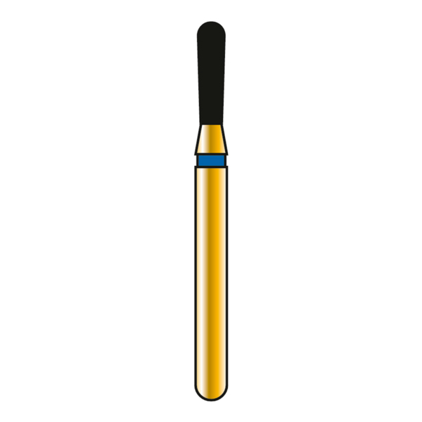 Бор алмазный G830L, груша, удлиненный, D=1.4 мм, L=5.0 мм, FG, желтый, 1 шт - фото 1