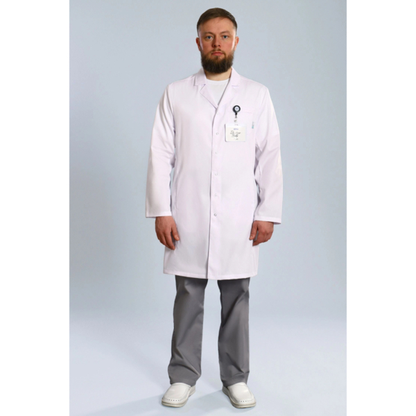 Халат медицинский мужской Doctor Big 510-2 Satory, длинный рукав, на кнопках, белый, 52 - фото 2