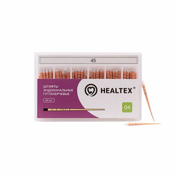 Штифты гуттаперчевые Healtex, для пломбирования корневых каналов, с маркировкой длины, №45/.04, 60 шт - фото 0