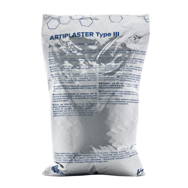 Гипс Interdent Artiplaster, для фиксации моделей в артикуляторе, тип III, алу-пакет 4 кг - фото 0