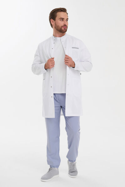 Халат мужской на кнопках Тезис TZ810, белый, 58 - фото 4