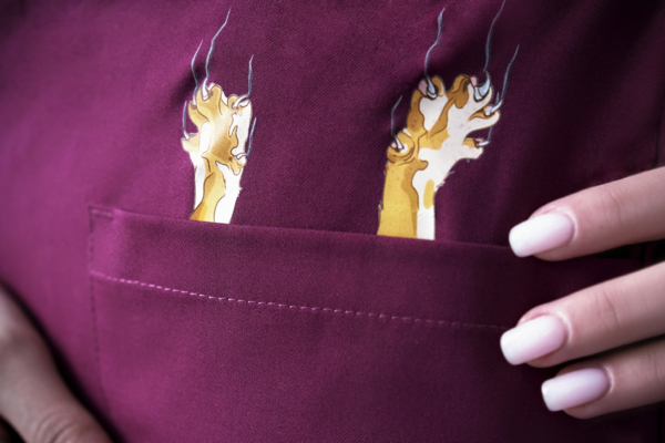 Туника женская Тезис TZ305 с принтом "Лапки", винный, 48 - фото 1