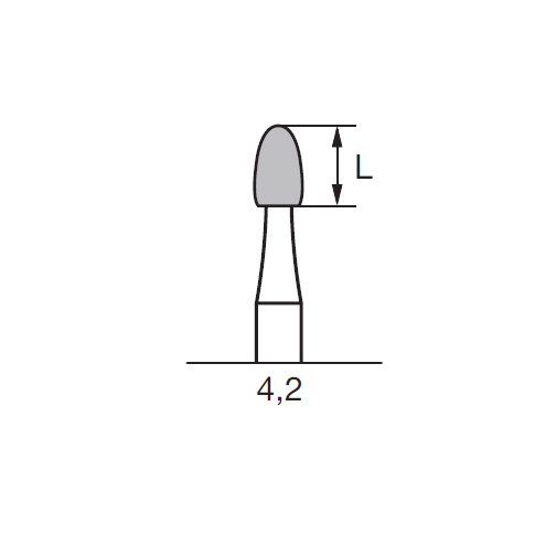 Бор твердосплавный CC 73 DX, почка, закругленный, D=2.3 мм, L=4.2 мм, HP, желтый + зеленый - фото 1