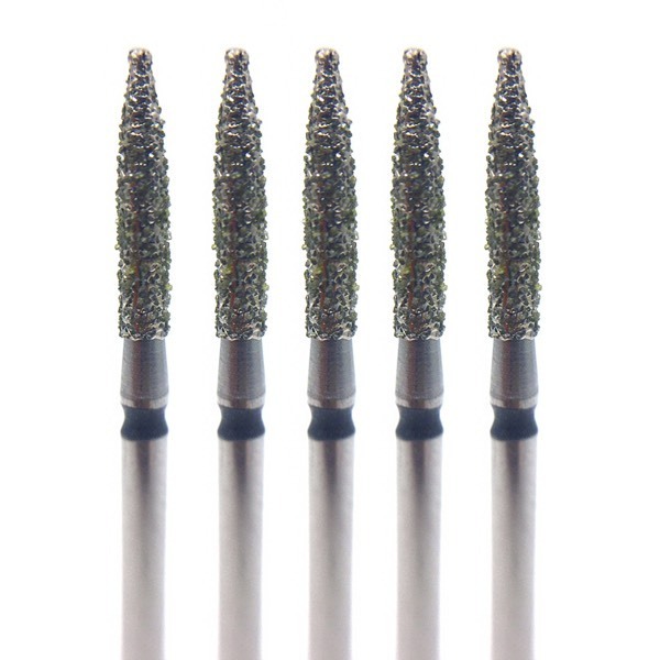 Бор алмазный 862SG, цилиндр заостренный, D=1.4 мм, L=8.0 мм, FG, черный, 5 шт - фото 0