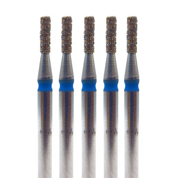 Бор алмазный 835Q, GOLD Line, цилиндр остроконечный, D=1.0 мм, L=3.5 мм, FG, синий, 5 шт - фото 0