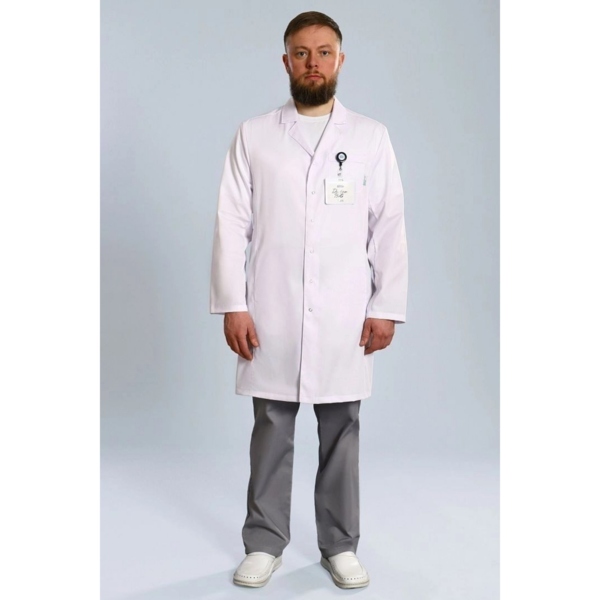 Халат медицинский мужской Doctor Big 510 Ultra, длинный рукав, на кнопках, белый, 50 - фото 2