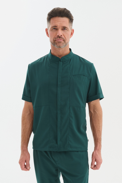 Рубашка мужская на молнии Тезис TZ700, зеленый, 56 - фото 0