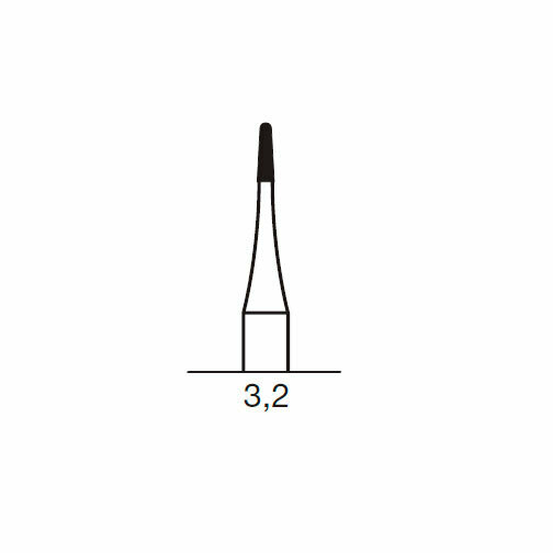 Финишный твердосплавный бор CF 247, цилиндр конусный закругленный, D=0.9 мм, L=3.2 мм, FG, синий - фото 1