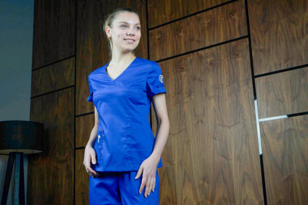 Блуза медицинская женская Доктор стиль «Альфа», василек, 44 - фото 4