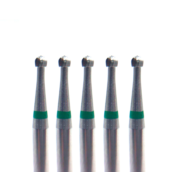 Бор твердосплавный 1S, шаровидный, проникающий, D=1.6 мм, FG, зеленый, 5 шт - фото 0