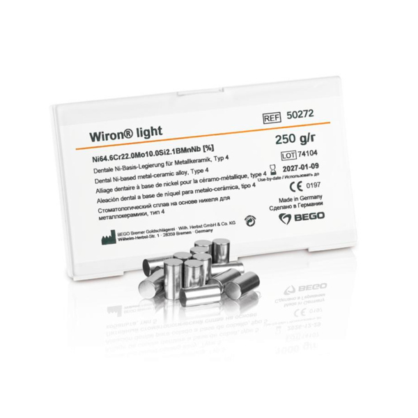 Wiron light - новый неблагородный сплав для облицовки керамикой, со светлым оксидом, 250 г - фото 0