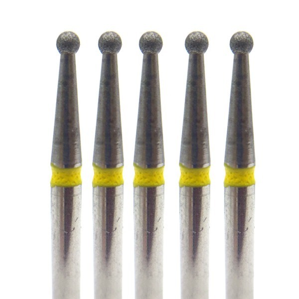 Бор алмазный 801EF, шаровидный, D=1.0 мм, FG, желтый, 5 шт - фото 0