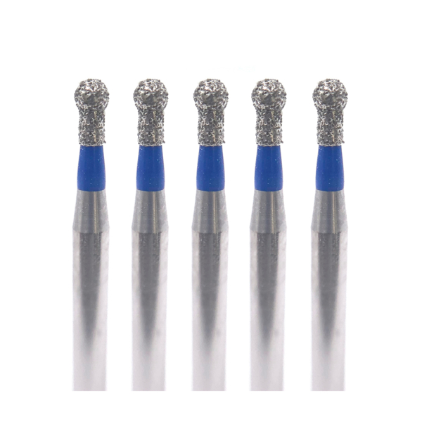 Бор алмазный Ecoline E 802, шаровидный с воротником, D=1.2 мм, FG S, синий, 5 шт - фото 0