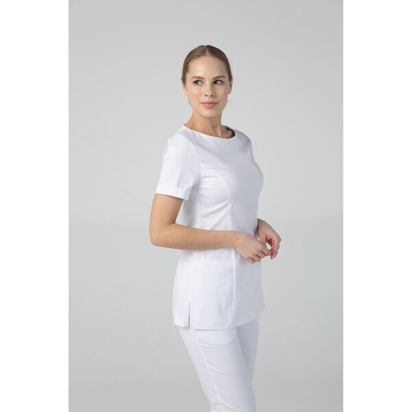 Туника женская Dr. Nice с молнией сзади, короткий рукав, белый, 52 - фото 3