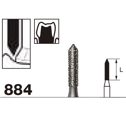 Бор алмазный 884, цилиндр заостренный, D=1.2 мм, L=6.0 мм, FG, синий - фото 2