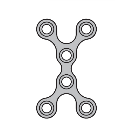 Мини-пластина низкопрофильная, Х-образная, короткая, толщина 0.6 мм