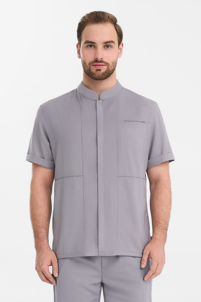 Рубашка мужская на молнии Тезис TZ700, серо-бежевый, 56 - фото 0