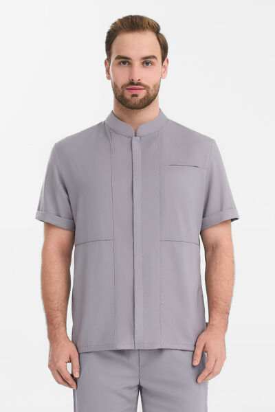 Рубашка мужская на молнии Тезис TZ700, серо-бежевый, 56 - фото 0