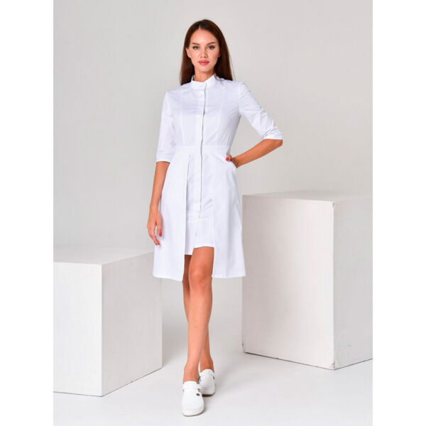 Халат женский с двойной юбкой, белый, 50 - фото 1